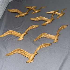 Vintage Homco Seagull Wall Hanging Flying Birds Syroco MCM 7 Birds 5 pcs